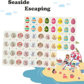 Hoblynth 65 Tiles Seaside Escape Game Blocks 36mm Large Mahjong Tiles Sets with Bunny Eggs Patterns Portable Mahjong Set with A Bag Hoblynth 65 Tiles Seaside Escape Game Blocks 36mm Large Mahjong Tiles Sets with Bunny Eggs Patterns Portable Mahjong Set with A Bag