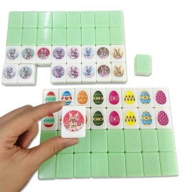 Hoblynth 65 Tiles Seaside Escape Game Blocks 36mm Large Mahjong Tiles Sets with Bunny Eggs Patterns Portable Mahjong Set with A Bag Hoblynth 65 Tiles Seaside Escape Game Blocks 36mm Large Mahjong Tiles Sets with Bunny Eggs Patterns Portable Mahjong Set with A Bag