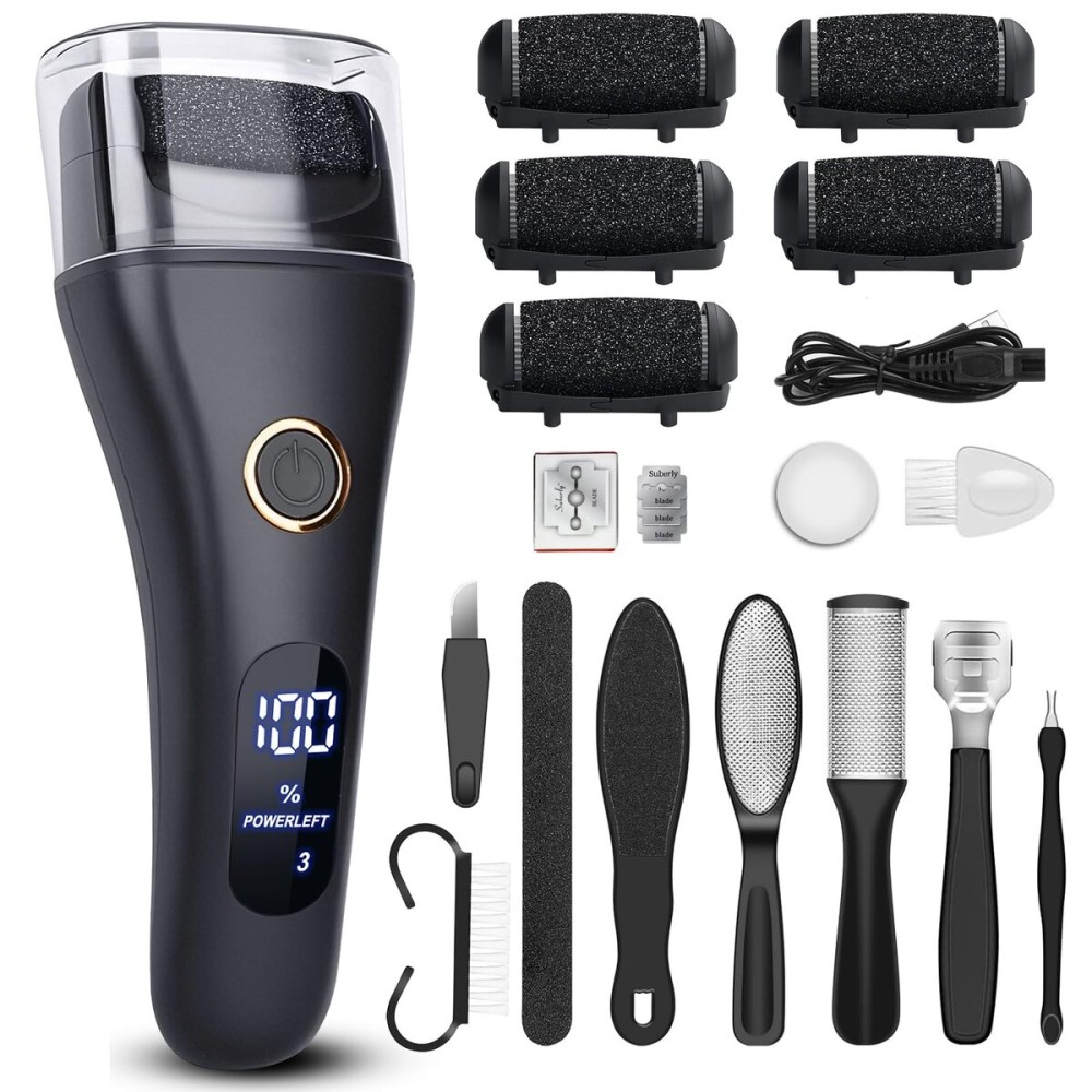 Electric Foot File Callus Remover for Feet - 6pcs Larger Grinding Head&3Speed, Pedicure Kit Foot Scrubber Deadskin Callus Remover, Foot Care Kit Pedicure Tools for Dead Skin Callus Hardskin Dry Cracks Electric Foot File Callus Remover for Feet - 6pcs Larger Grinding Head&3Speed, Pedicure Kit Foot Scrubber Deadskin Callus Remover, Foot Care Kit Pedicure Tools for Dead Skin Callus Hardskin Dry Cracks
