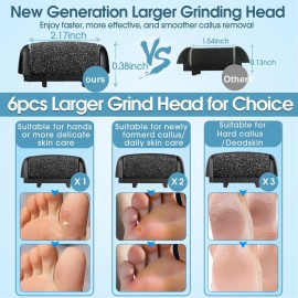 Electric Foot File Callus Remover for Feet - 6pcs Larger Grinding Head&3Speed, Pedicure Kit Foot Scrubber Deadskin Callus Remover, Foot Care Kit Pedicure Tools for Dead Skin Callus Hardskin Dry Cracks Electric Foot File Callus Remover for Feet - 6pcs Larger Grinding Head&3Speed, Pedicure Kit Foot Scrubber Deadskin Callus Remover, Foot Care Kit Pedicure Tools for Dead Skin Callus Hardskin Dry Cracks