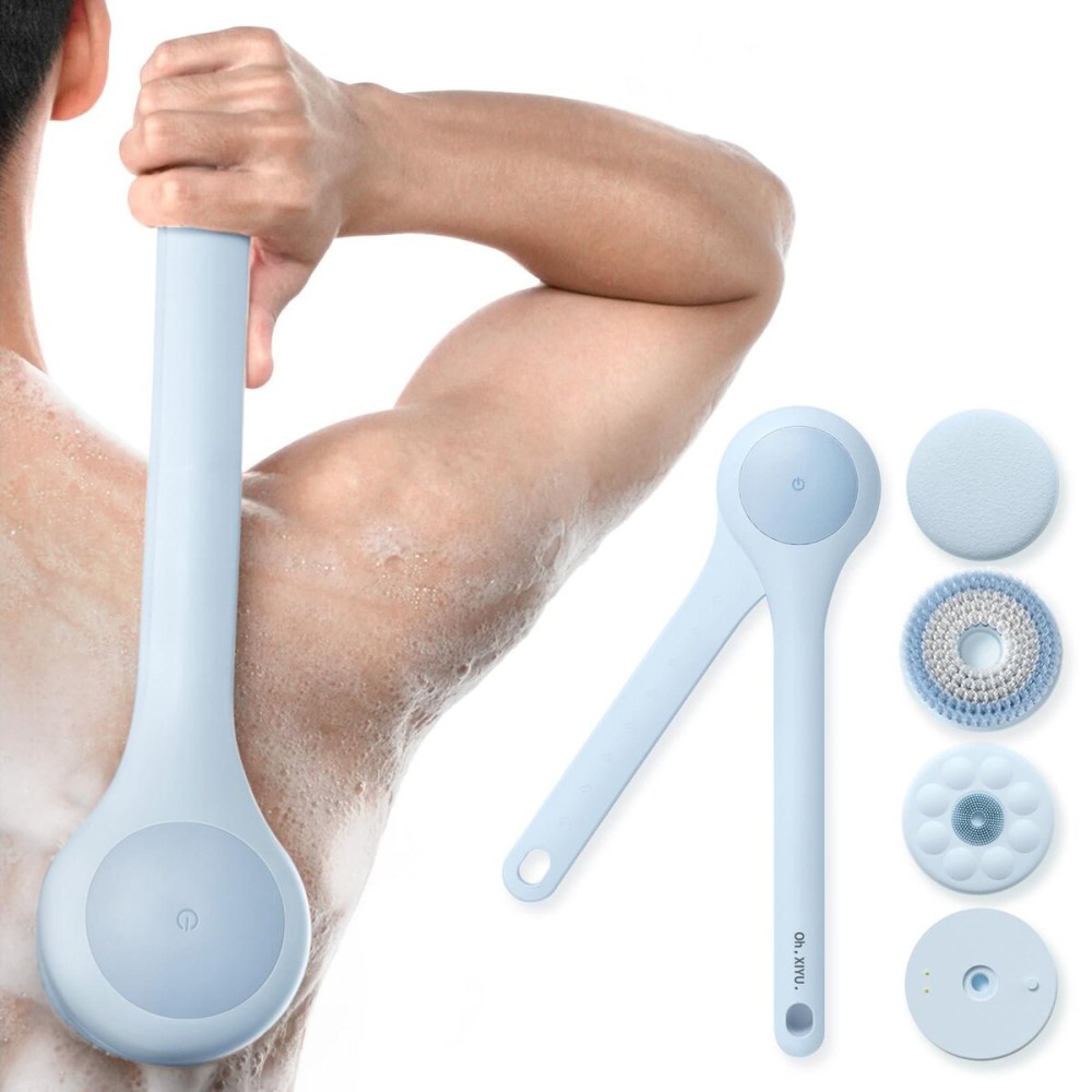 Oh,XIYU. Electric Body Brush Back Scrubber for Shower, Waterproof Long Dual Handle Power Body Scrubber with 3 Heads, Rechargeable Bath Brush & 2 Speeds, for Cleansing, Exfoliating and Massaging Skin Oh,XIYU. Electric Body Brush Back Scrubber for Shower, Waterproof Long Dual Handle Power Body Scrubber with 3 Heads, Rechargeable Bath Brush & 2 Speeds, for Cleansing, Exfoliating and Massaging Skin