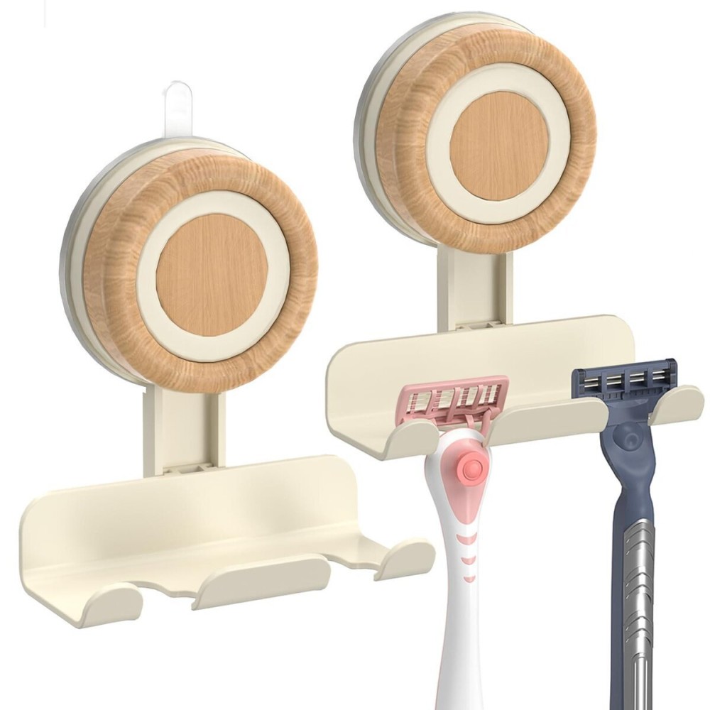 Cinola Razor Holder for Shower 2 Pack, Suction Cup Shaver Holder for Wall, Removable&Reusable Suction Cup Hooks for Bathroom, Damage-Free Suction Shower Hooks, Wall Mounted Razor Stand Cinola Razor Holder for Shower 2 Pack, Suction Cup Shaver Holder for Wall, Removable&Reusable Suction Cup Hooks for Bathroom, Damage-Free Suction Shower Hooks, Wall Mounted Razor Stand