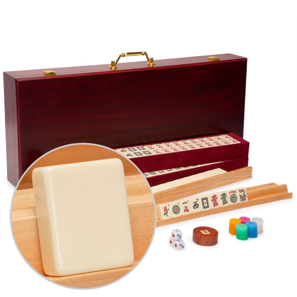 Yellow Mountain Imports American Mahjong Set - Classic Luxe with Wooden Case, Wooden Pusher Racks, Wind Indicator, Dice & Wright Patterson Scoring Coins Yellow Mountain Imports American Mahjong Set - Classic Luxe with Wooden Case, Wooden Pusher Racks, Wind Indicator, Dice & Wright Patterson Scoring Coins