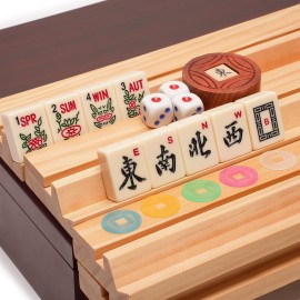 Yellow Mountain Imports American Mahjong Set - Classic Luxe with Wooden Case, Wooden Pusher Racks, Wind Indicator, Dice & Wright Patterson Scoring Coins Yellow Mountain Imports American Mahjong Set - Classic Luxe with Wooden Case, Wooden Pusher Racks, Wind Indicator, Dice & Wright Patterson Scoring Coins