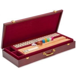 Yellow Mountain Imports American Mahjong Set - Classic Luxe with Wooden Case, Wooden Pusher Racks, Wind Indicator, Dice & Wright Patterson Scoring Coins Yellow Mountain Imports American Mahjong Set - Classic Luxe with Wooden Case, Wooden Pusher Racks, Wind Indicator, Dice & Wright Patterson Scoring Coins