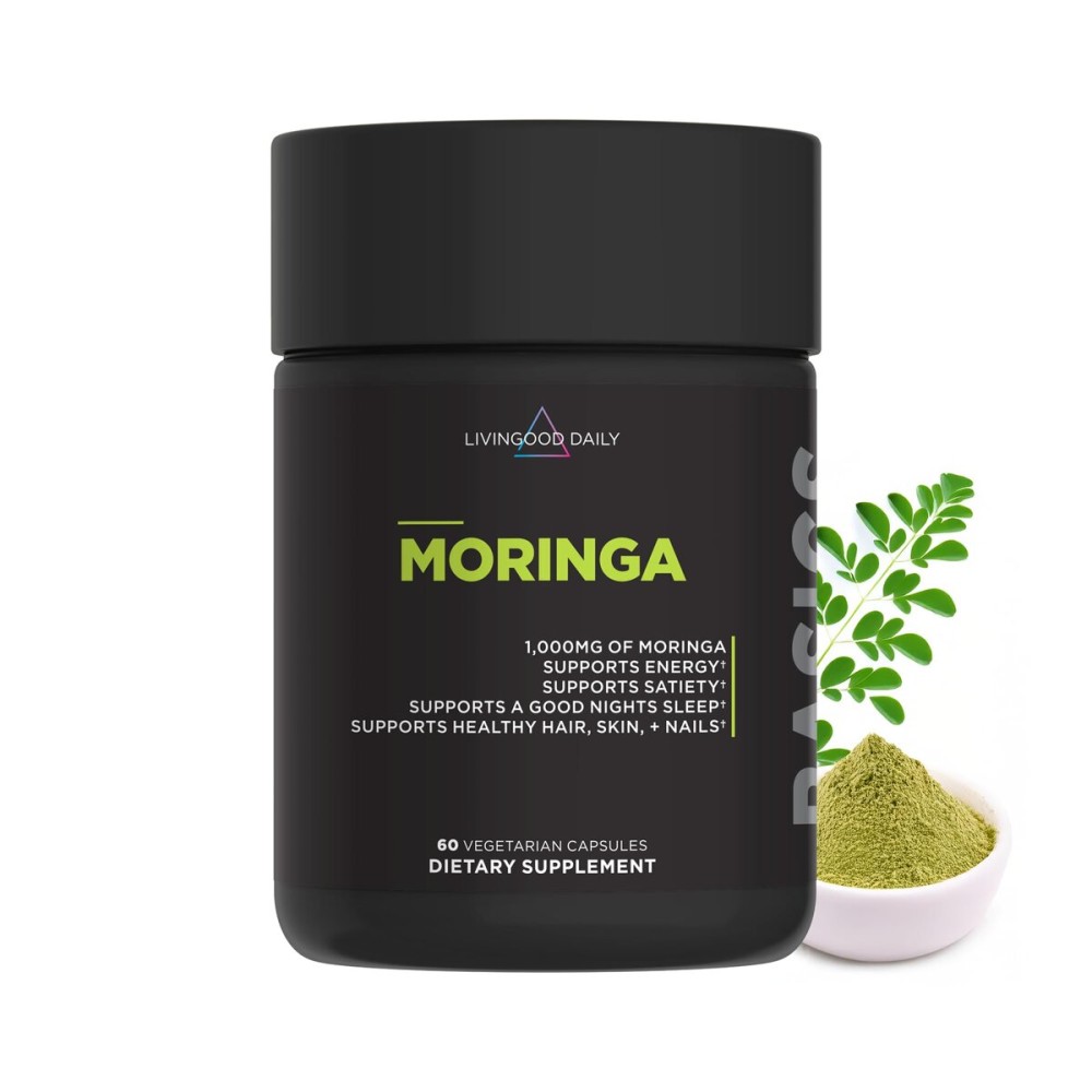 Livingood Daily Moringa Capsules, Moringa Supplement for Energy, Sleep, Satiety, Hair, Skin, Nails & Wellness, Plant Based Vegetarian, Gluten Free, Non GMO, Vegan, Daily Greens Superfood, 60 Capsules Livingood Daily Moringa Capsules, Moringa Supplement for Energy, Sleep, Satiety, Hair, Skin, Nails & Wellness, Plant Based Vegetarian, Gluten Free, Non GMO, Vegan, Daily Greens Superfood, 60 Capsules