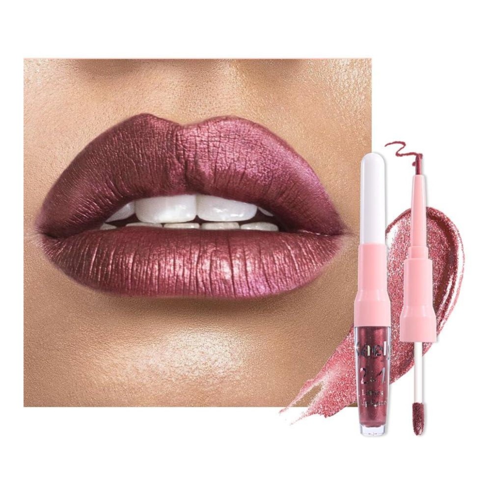 Kaely 2in1 Dark Wine Red Metallic Lipstick and Lip Liner, Shimmer Glitter Lip Gloss Long Lasting Waterproof 24 Hours, Pearlescent Sparkly Liquid Lipsticks Stain Makeup for Women, Vegan Formula, 03 Kaely 2in1 Dark Wine Red Metallic Lipstick and Lip Liner, Shimmer Glitter Lip Gloss Long Lasting Waterproof 24 Hours, Pearlescent Sparkly Liquid Lipsticks Stain Makeup for Women, Vegan Formula, 03