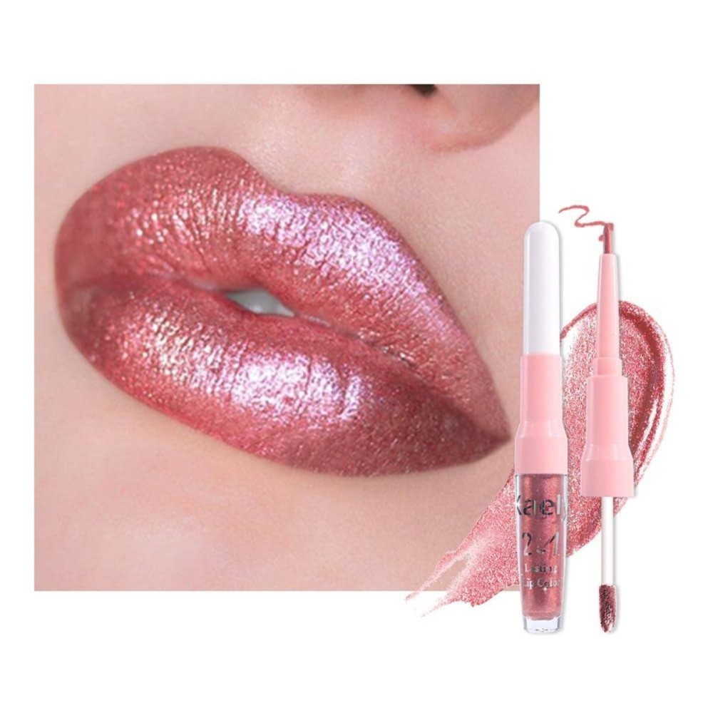 Kaely 2in1 Pink Red Metallic Lipstick and Lip Liner, Shimmer Glitter Lip Gloss Long Lasting Waterproof 24 Hours, Pearlescent Sparkly Liquid Lipsticks Stain Makeup for Women, Vegan Formula, 09 Kaely 2in1 Pink Red Metallic Lipstick and Lip Liner, Shimmer Glitter Lip Gloss Long Lasting Waterproof 24 Hours, Pearlescent Sparkly Liquid Lipsticks Stain Makeup for Women, Vegan Formula, 09