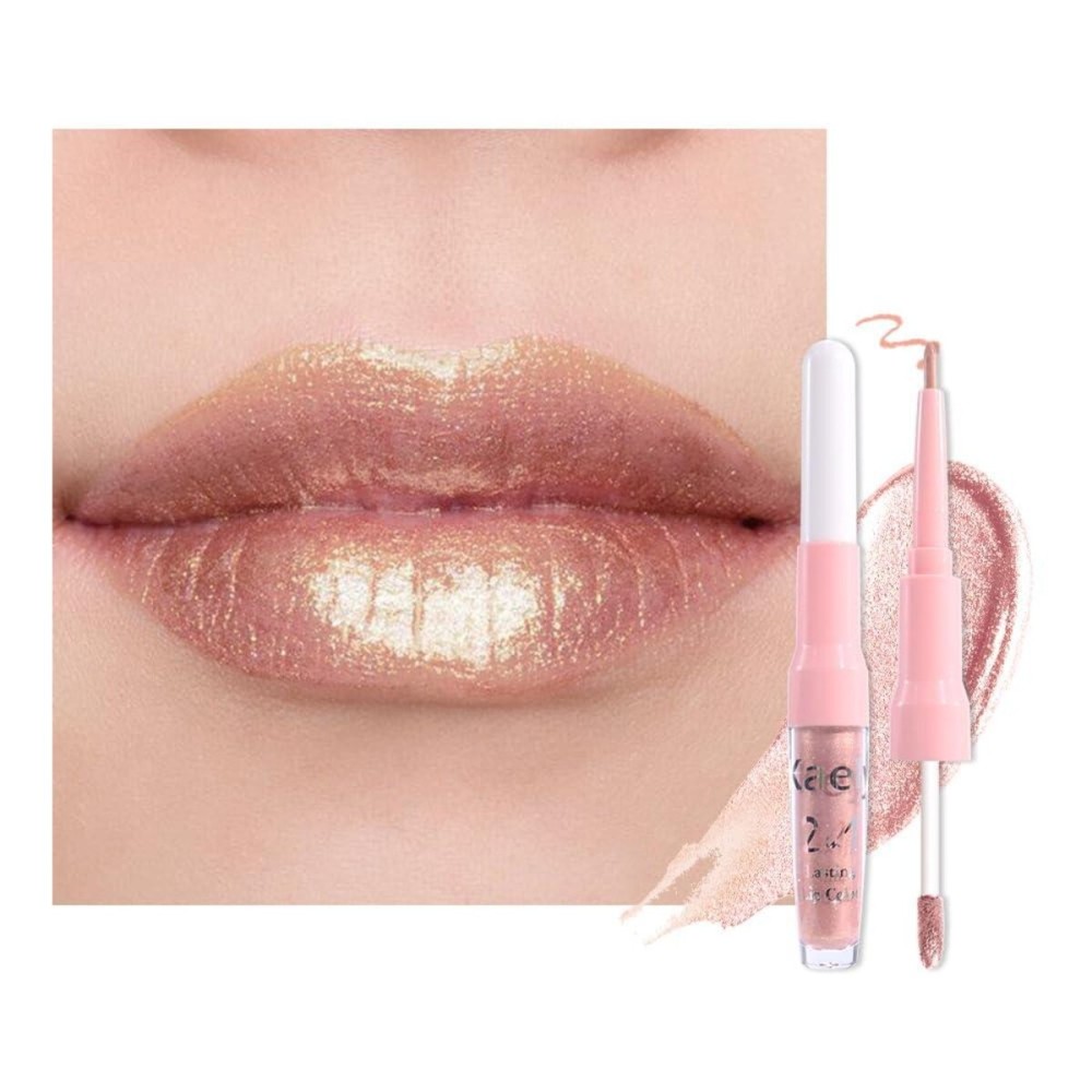 Kaely 2in1 Champagne Gold Metallic Lipstick and Lip Liner, Shimmer Glitter Lip Gloss Long Lasting Waterproof 24 Hours, Pearlescent Sparkly Liquid Lipsticks Stain Makeup for Women, Vegan Formula, 05 Kaely 2in1 Champagne Gold Metallic Lipstick and Lip Liner, Shimmer Glitter Lip Gloss Long Lasting Waterproof 24 Hours, Pearlescent Sparkly Liquid Lipsticks Stain Makeup for Women, Vegan Formula, 05