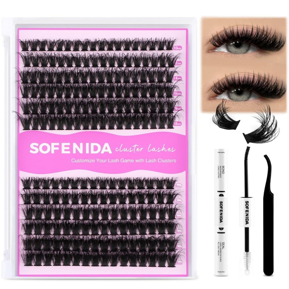 SOFENIDA Lash Extension Kit Thick Lash Cluster Kit 10-18mm Volume Eyelash Clusters D Curl Cluster Eyelash Extensions Kit 3D Wispy Lash Clusters DIY Lash Extension Kit(60D 80D-10-18MIX Thick Kit) SOFENIDA Lash Extension Kit Thick Lash Cluster Kit 10-18mm Volume Eyelash Clusters D Curl Cluster Eyelash Extensions Kit 3D Wispy Lash Clusters DIY Lash Extension Kit(60D 80D-10-18MIX Thick Kit)