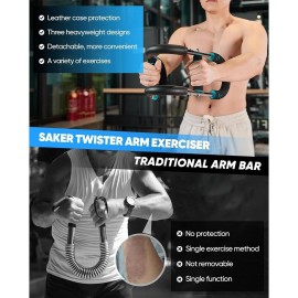 Saker Twister Arm Trainer, 40-100lb Adjustable Chest Workout Equipment, Arm Trainer, Twister Arm Trainer, Portable Power Twister Bar, Detachable Design Fitness Anywhere (Blue) Saker Twister Arm Trainer, 40-100lb Adjustable Chest Workout Equipment, Arm Trainer, Twister Arm Trainer, Portable Power Twister Bar, Detachable Design Fitness Anywhere (Blue)