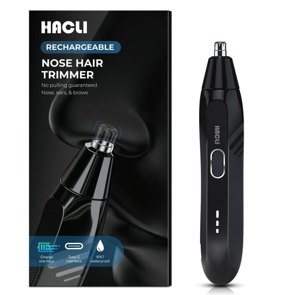 HACLI Nose Hair Trimmer for Men Women - Electric Nose Hair Clipper with Replaceable Stainless Steel Blade, Powerful 8000RPM Motor, Wet/Dry Use, Travel Lock, Portable Design USB Rechargeable HACLI Nose Hair Trimmer for Men Women - Electric Nose Hair Clipper with Replaceable Stainless Steel Blade, Powerful 8000RPM Motor, Wet/Dry Use, Travel Lock, Portable Design USB Rechargeable