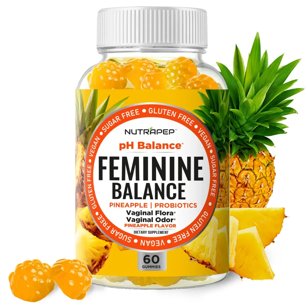 NutraPep Feminine Balance Probiotics Gummies for Women - Vaginal Health & Women\'s pH Balance Natural Gummy Supplement with Cranberry Pineapple Powder - Sugar Free Gluten Free Vegan NutraPep Feminine Balance Probiotics Gummies for Women - Vaginal Health & Women\'s pH Balance Natural Gummy Supplement with Cranberry Pineapple Powder - Sugar Free Gluten Free Vegan