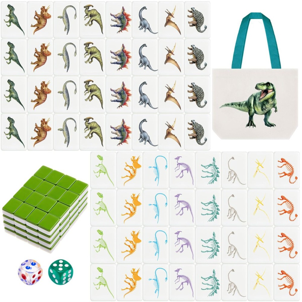 Hollowfly 65 Tiles 30 mm Dinosaur Mahjong Block Set with Storage Bags 2 Player Mahjong Push Tile Game Pattern No DIY Required for Friend Family Game Night Party Gift Hollowfly 65 Tiles 30 mm Dinosaur Mahjong Block Set with Storage Bags 2 Player Mahjong Push Tile Game Pattern No DIY Required for Friend Family Game Night Party Gift