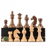 A&A Premium Triple Weighted Staunton Wooden Chess Pieces w/ 2 Extra Queen - King Height 3.75/9.5cm / 2 Storage Bags - Natural Walnut Wood