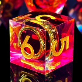 HAOMEJA Ring Magic Resin Dice Set 7Pcs with Bag Sharp Edge Polyhedral Dice, Apply to D&D Dungeons & Dragons Role-Playing Games D20, D12, D10, D8, D6, D4 Dice, Board Games Gift (Red & Gold Word) HAOMEJA Ring Magic Resin Dice Set 7Pcs with Bag Sharp Edge Polyhedral Dice, Apply to D&D Dungeons & Dragons Role-Playing Games D20, D12, D10, D8, D6, D4 Dice, Board Games Gift (Red & Gold Word)