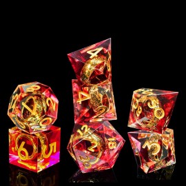 HAOMEJA Ring Magic Resin Dice Set 7Pcs with Bag Sharp Edge Polyhedral Dice, Apply to D&D Dungeons & Dragons Role-Playing Games D20, D12, D10, D8, D6, D4 Dice, Board Games Gift (Red & Gold Word) HAOMEJA Ring Magic Resin Dice Set 7Pcs with Bag Sharp Edge Polyhedral Dice, Apply to D&D Dungeons & Dragons Role-Playing Games D20, D12, D10, D8, D6, D4 Dice, Board Games Gift (Red & Gold Word)