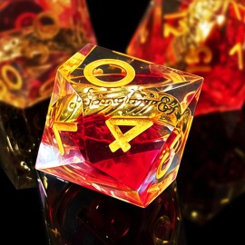 HAOMEJA Ring Magic Resin Dice Set 7Pcs with Bag Sharp Edge Polyhedral Dice, Apply to D&D Dungeons & Dragons Role-Playing Games D20, D12, D10, D8, D6, D4 Dice, Board Games Gift (Red & Gold Word) HAOMEJA Ring Magic Resin Dice Set 7Pcs with Bag Sharp Edge Polyhedral Dice, Apply to D&D Dungeons & Dragons Role-Playing Games D20, D12, D10, D8, D6, D4 Dice, Board Games Gift (Red & Gold Word)