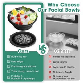 Face Bowl for Ice With Built-in Ice Tray Collapsible Silicone Facial Face Ice Bath Bowl Small Reusable Cold Plunge Basin is Portable,Perfect for Home Use,Camping,Travel Cold Bath Spa Tool & Black Face Bowl for Ice With Built-in Ice Tray Collapsible Silicone Facial Face Ice Bath Bowl Small Reusable Cold Plunge Basin is Portable,Perfect for Home Use,Camping,Travel Cold Bath Spa Tool & Black