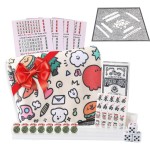 Travel Mini American Mahjong Set - 166 White Tiles Includes Jokers 0.8 White Melamine Material - with Instructions Cards and Game Tablecloth 4 All-in-One Racks and Pushers