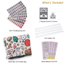 Travel Mini American Mahjong Set - 166 White Tiles Includes Jokers 0.8 White Melamine Material - with Instructions Cards and Game Tablecloth 4 All-in-One Racks and Pushers