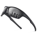 Fanshen Polarized Sunglasses for Men Women, Wrap Around Sunglasses for Mens Womens Cycling Fishing Running UV Protection (Black)