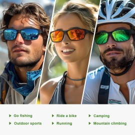 Fanshen Polarized Sunglasses for Men Women, Wrap Around Sunglasses for Mens Womens Cycling Fishing Running UV Protection (Black) Fanshen Polarized Sunglasses for Men Women, Wrap Around Sunglasses for Mens Womens Cycling Fishing Running UV Protection (Black)