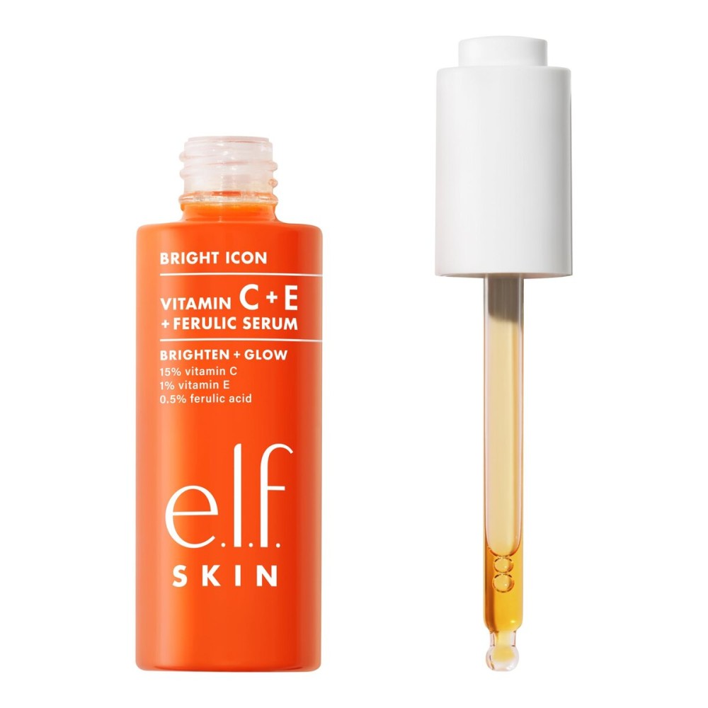 e.l.f. SKIN Bright Icon Vitamin C + E + Ferulic Serum, Brightening & Soothing Face Serum, Helps Even Skin Tone, Vegan & Cruelty-Free, 1 fl oz e.l.f. SKIN Bright Icon Vitamin C + E + Ferulic Serum, Brightening & Soothing Face Serum, Helps Even Skin Tone, Vegan & Cruelty-Free, 1 fl oz