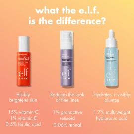 e.l.f. SKIN Bright Icon Vitamin C + E + Ferulic Serum, Brightening & Soothing Face Serum, Helps Even Skin Tone, Vegan & Cruelty-Free, 1 fl oz e.l.f. SKIN Bright Icon Vitamin C + E + Ferulic Serum, Brightening & Soothing Face Serum, Helps Even Skin Tone, Vegan & Cruelty-Free, 1 fl oz