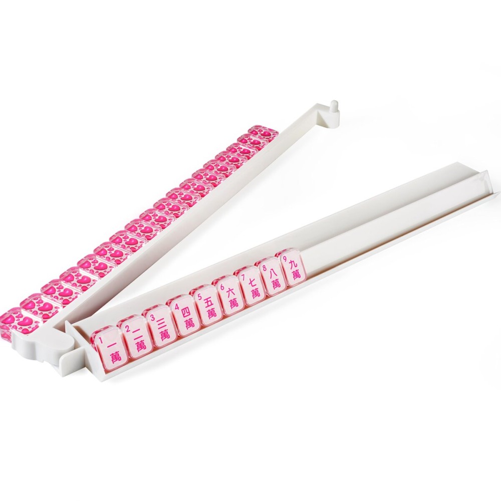 AzulHome Mahjong Racks with Pushers, 18\'\' Ivory White Acrylic Mahjong Tile Racks/Trays/Holders Set of 4, Modern American Mahjong Tile Racks with Built-in Pushers (White) AzulHome Mahjong Racks with Pushers, 18\'\' Ivory White Acrylic Mahjong Tile Racks/Trays/Holders Set of 4, Modern American Mahjong Tile Racks with Built-in Pushers (White)