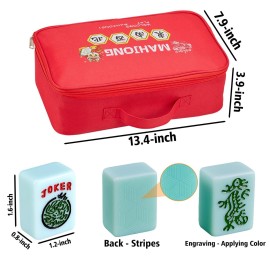 YANMEIYA American Mahjong Set 166 Mahjong Tiles 1.6-inch Large Mahjong Set Lantian Jade Premium American Mahjong Tile Set with Storage Bag