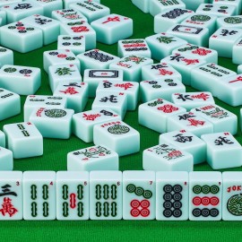 YANMEIYA American Mahjong Set 166 Mahjong Tiles 1.6-inch Large Mahjong Set Lantian Jade Premium American Mahjong Tile Set with Storage Bag