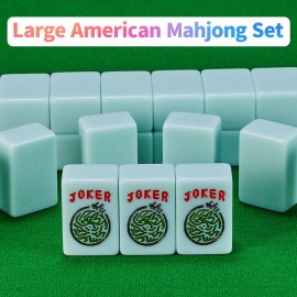 YANMEIYA American Mahjong Set 166 Mahjong Tiles 1.6-inch Large Mahjong Set Lantian Jade Premium American Mahjong Tile Set with Storage Bag