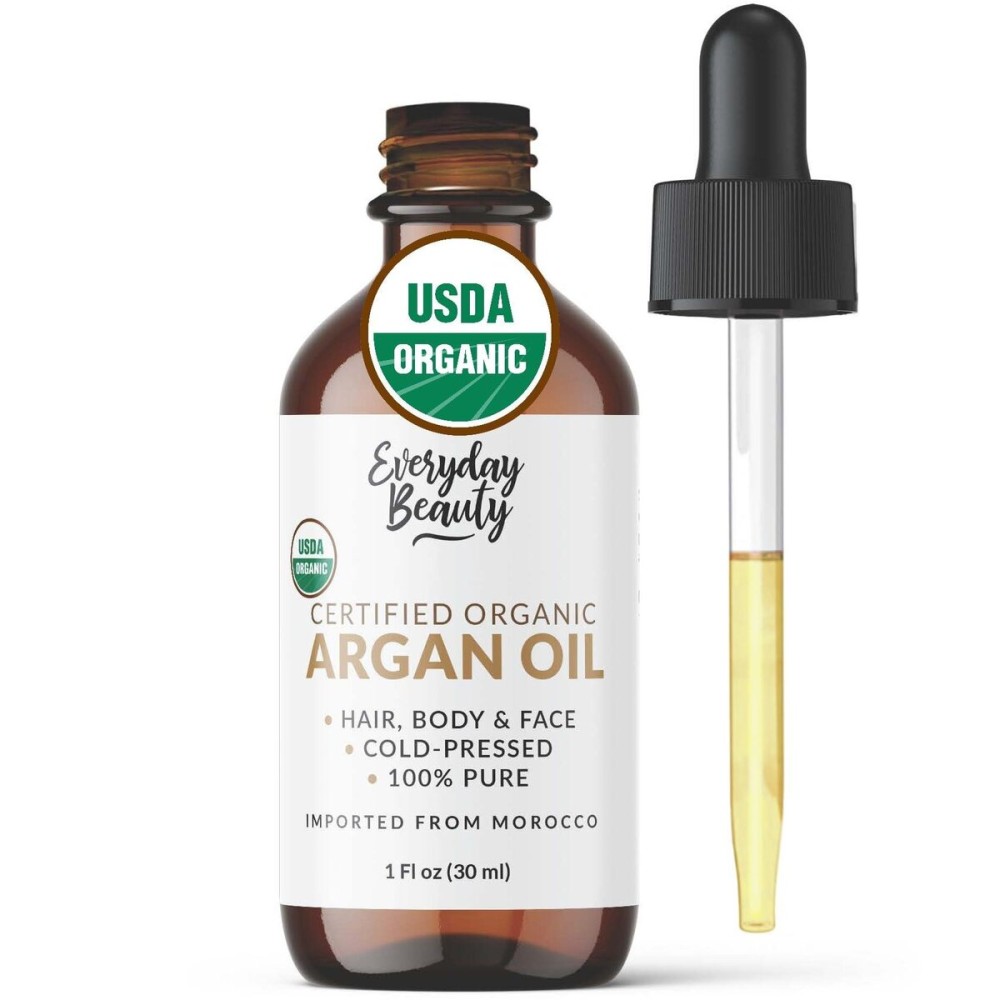 Organic Argan Oil | 100% Pure, Cold-Pressed, Unrefined | USDA Certified Organic | Amber Glass Bottle with Glass Dropper | For Hair, Face & Skin - 1 Fl Oz Organic Argan Oil | 100% Pure, Cold-Pressed, Unrefined | USDA Certified Organic | Amber Glass Bottle with Glass Dropper | For Hair, Face & Skin - 1 Fl Oz