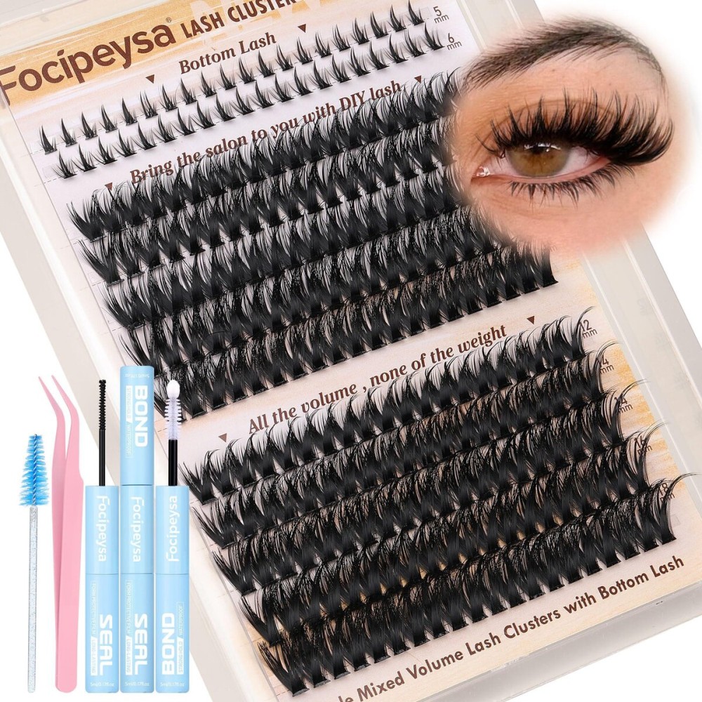 Focipeysa Wispy Eyelash Extensions Kit Thick Volume Lash Cluster with Bottom Individual Lash Extensions Volume Individual Lashes Extensions Kit with Lash Bond and Seal DIY Clusters Lash at Home Focipeysa Wispy Eyelash Extensions Kit Thick Volume Lash Cluster with Bottom Individual Lash Extensions Volume Individual Lashes Extensions Kit with Lash Bond and Seal DIY Clusters Lash at Home
