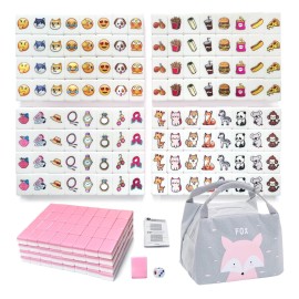 WELLATENT 4 Players Seaside Escape Game Blocks Mahjong Sets with 36mm 129 Pink Tiles Animal and Food and Emoji and Accessories Pattern with Bag.