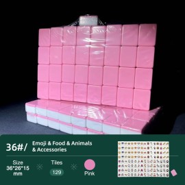 WELLATENT 4 Players Seaside Escape Game Blocks Mahjong Sets with 36mm 129 Pink Tiles Animal and Food and Emoji and Accessories Pattern with Bag. WELLATENT 4 Players Seaside Escape Game Blocks Mahjong Sets with 36mm 129 Pink Tiles Animal and Food and Emoji and Accessories Pattern with Bag.