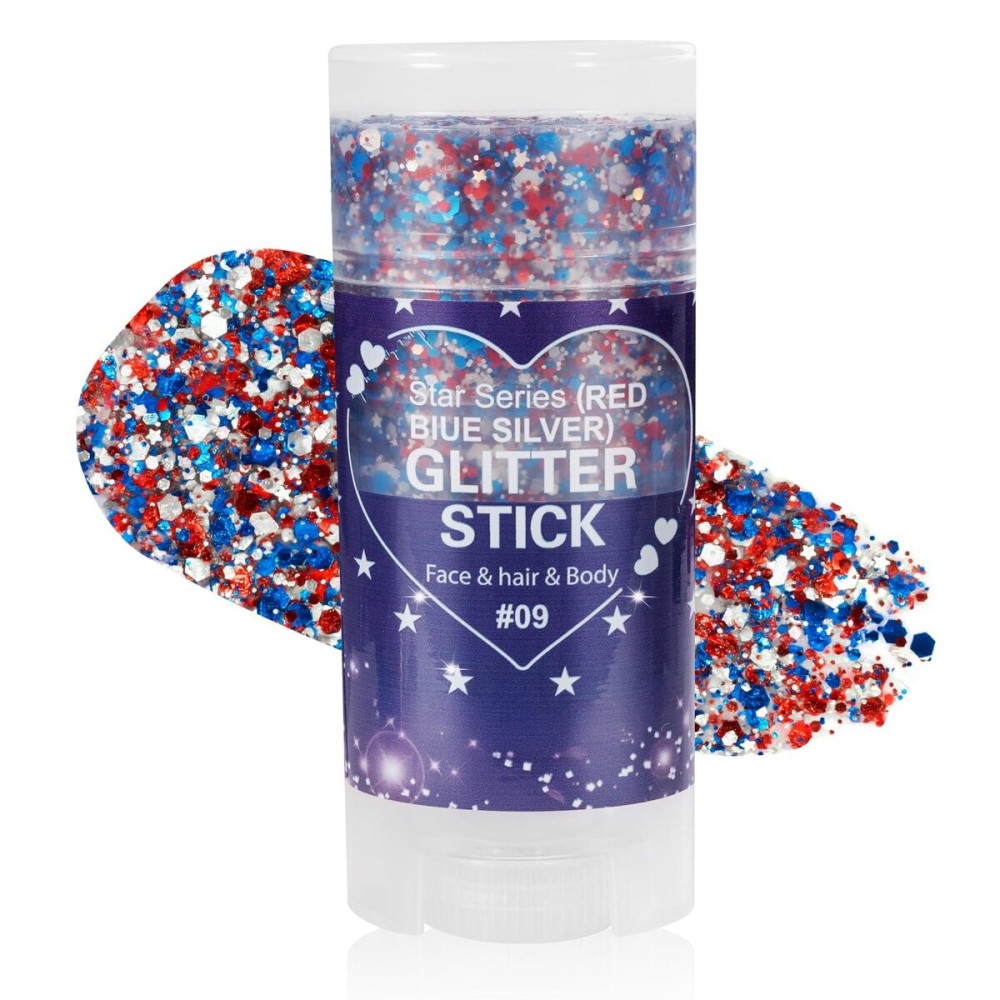 Mysense Patriotic Red White and Blue Body Glitter Stick,4th of July Accessories,Sparkling Face Hair Glitter for Fourth of July Outfit Women Kids,American Pride USA Flag Makeup for Independence Day Mysense Patriotic Red White and Blue Body Glitter Stick,4th of July Accessories,Sparkling Face Hair Glitter for Fourth of July Outfit Women Kids,American Pride USA Flag Makeup for Independence Day
