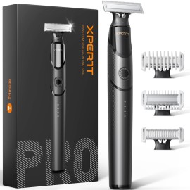 Trimcoo [2025 Upgraded Beard & Body Hair Trimmer for Men [All-in-One] USB-C Fast Charging, Groin & Ball Hair Painless Electric Shaver, Travel Razors, Waterproof Wet/Dry Groomer, Black(Lite)