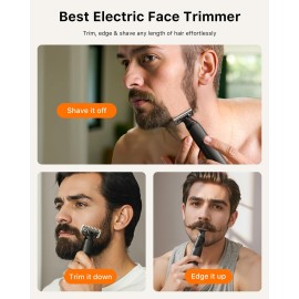 Trimcoo [2025 Upgraded Beard & Body Hair Trimmer for Men [All-in-One] USB-C Fast Charging, Groin & Ball Hair Painless Electric Shaver, Travel Razors, Waterproof Wet/Dry Groomer, Black(Lite)