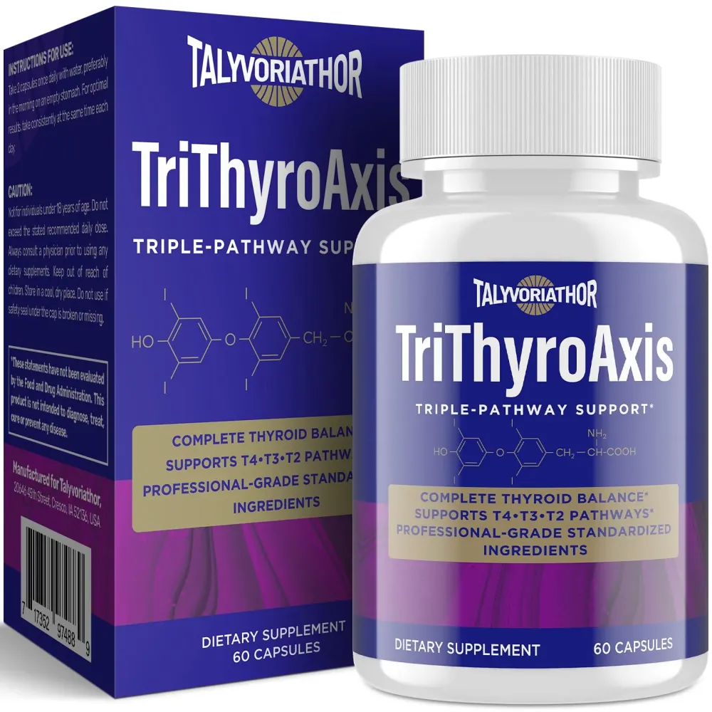 Thyroid Support Supplement for Women & Men - Professional T4, T3, T2 Triple-Pathway - Metabolism & Energy - with L-Tyrosine, Selenium, Ashwagandha & Guggul Extract - Standardized Herbs - 60 Capsules Thyroid Support Supplement for Women & Men - Professional T4, T3, T2 Triple-Pathway - Metabolism & Energy - with L-Tyrosine, Selenium, Ashwagandha & Guggul Extract - Standardized Herbs - 60 Capsules
