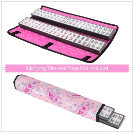 TIASUSAN Pink Mahjong Bag(Empty Bag Only), American Mahjong Set Carrying Bag with Two Wrappers for Tiles and Racks