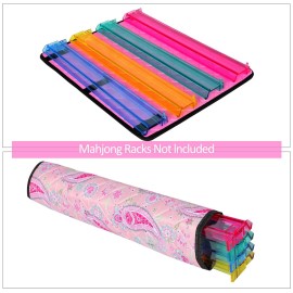 TIASUSAN Pink Mahjong Bag(Empty Bag Only), American Mahjong Set Carrying Bag with Two Wrappers for Tiles and Racks