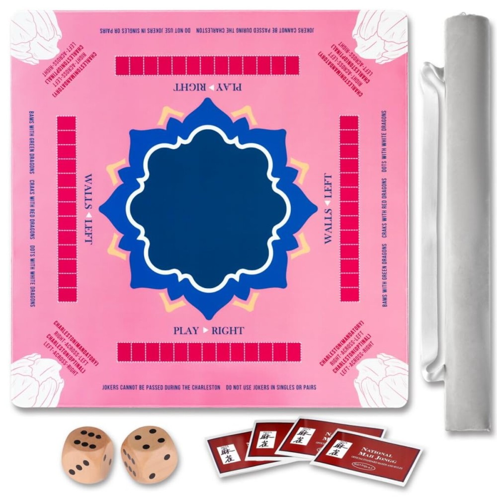 TANSOREX Mahjong Mat with Rules for Table,Travel Mahjong Set,Non-Slip and Silent,Comes with 2 Dice and 1 Coral Velvet Mahjong Mat Storage Bag,Mahjong Cards 2025(Rose) TANSOREX Mahjong Mat with Rules for Table,Travel Mahjong Set,Non-Slip and Silent,Comes with 2 Dice and 1 Coral Velvet Mahjong Mat Storage Bag,Mahjong Cards 2025(Rose)