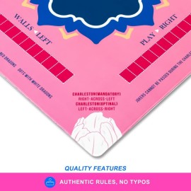 TANSOREX Mahjong Mat with Rules for Table,Travel Mahjong Set,Non-Slip and Silent,Comes with 2 Dice and 1 Coral Velvet Mahjong Mat Storage Bag,Mahjong Cards 2025(Rose)