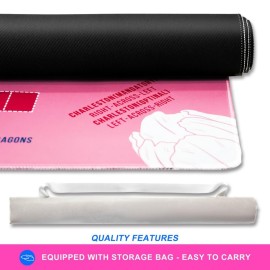 TANSOREX Mahjong Mat with Rules for Table,Travel Mahjong Set,Non-Slip and Silent,Comes with 2 Dice and 1 Coral Velvet Mahjong Mat Storage Bag,Mahjong Cards 2025(Rose)