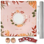 TANSOREX Mahjong Mat with Rules for Table,Travel Mahjong Set,Non-Slip and Silent,Comes with 2 Dice and 1 Coral Velvet Mahjong Mat Storage Bag,Mahjong Cards 2025(Pinky)