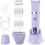 Zivelier 3-in-1 Electric Razor IPX7 Waterproof Bikini Trimmer Wet & Dry Use Painless Personal Trimmer Groomer for Ladies Face Body Legs Bikini Public Hairs Electric Lady Shaver with Replaceable Heads