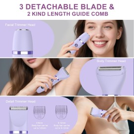 Zivelier 3-in-1 Electric Razor IPX7 Waterproof Bikini Trimmer Wet & Dry Use Painless Personal Trimmer Groomer for Ladies Face Body Legs Bikini Public Hairs Electric Lady Shaver with Replaceable Heads Zivelier 3-in-1 Electric Razor IPX7 Waterproof Bikini Trimmer Wet & Dry Use Painless Personal Trimmer Groomer for Ladies Face Body Legs Bikini Public Hairs Electric Lady Shaver with Replaceable Heads