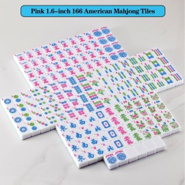 YANMEIYA Pink American Mahjong Tile Set 166 American Mahjong Set 1.6-inch Large Mahjong Tiles and Mahjong Storage Bag